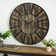 thumbnail image 3 of DecMode 36" Brown Wooden Wall Clock with Black Accents, 3 of 14