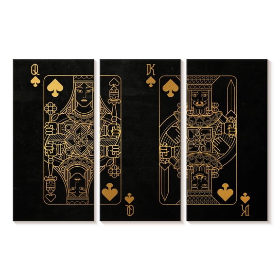 Elephant Stock King And Queen Of Spades Wall Art - Horizontal Multi Panel Canvas - Living Room Wall Decor - Hobbies And Lifestyle Multi Panel - Black And Gray Decor - 23" x 14"