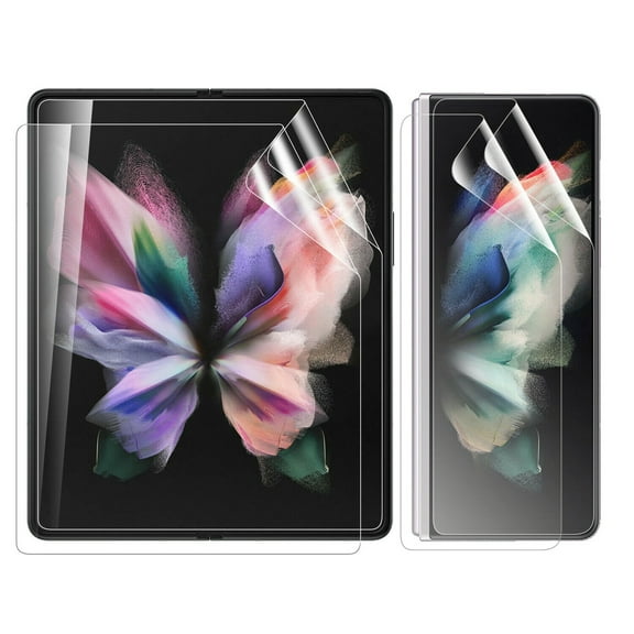 [2 Sets] Dteck Galaxy Z Fold3 5G Screen Protector,Front/Back Flexible Film Transparent Soft Hydrogel Screen Protector (Not Glass) Full Coverage Anti-Scratch for Samsung Galaxy Z Fold3