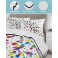 thumbnail image 4 of Quilts Full Size Bedding Set, Colorful Polka Dot Lightweight Quilted Comforter, Cartoon Cute Abstract Graffiti Soft Reversible Bedspread Coverlet with Pillow Covers for All Season, 78" x 90", 4 of 7