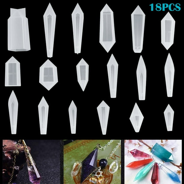 Tsv Resin Jewelry Molds 18pcs Silicone Quartz Crystal Pendant Pendulum Casting For Making Necklace And Earring Crafts Com - Tsv Custom Pendants