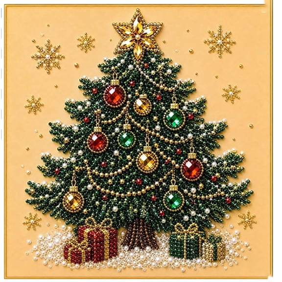 DIY Christmas Pearl Diamond Painting Art Kit with Frame, Christmas Ornaments for Adults, Relaxing & Beginner-Friendly Pearl Diamond Painting Hanging Kit for Home Wall Decor