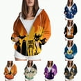 thumbnail image 2 of Towmus Women's Fleece Zip Hoodie Y2K Halloween Long Sleeve Hooded Sweatshirts Casual Drawstring Gradient Hoodies, 2 of 6
