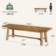 thumbnail image 2 of TRIBEWOOD 55.12-inch Solid Wood Dining Bench, Farmhouse Long Kitchen Bench for Dining Room, Kitchen, Restaurant, Natural Brown, 2 of 9
