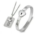 thumbnail image 2 of Fashion Concentric Lock Key Titanium Steel Stainless Steel Jewelry Bracelet Necklace Couple Sets, 2 of 6
