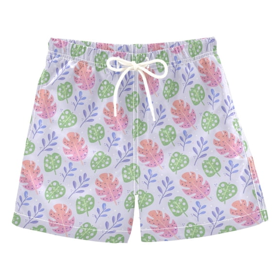 Boys' Swim Trunks Kids Beach Shorts Quick Dry Board Shorts Gradient Leaves Pattern 2T