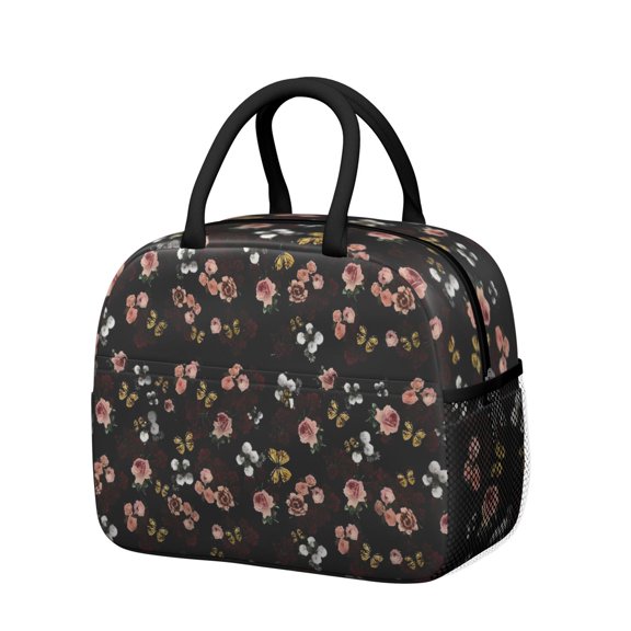 Womens Pioneer Flower Floral Print Pattern Lunch Box for Work,Insulated Lunch Bag for Women,Loncheras Para Mujer,Leakproof Adult Lunch Bag for Work,Beach,Travel,Picnic,Camping