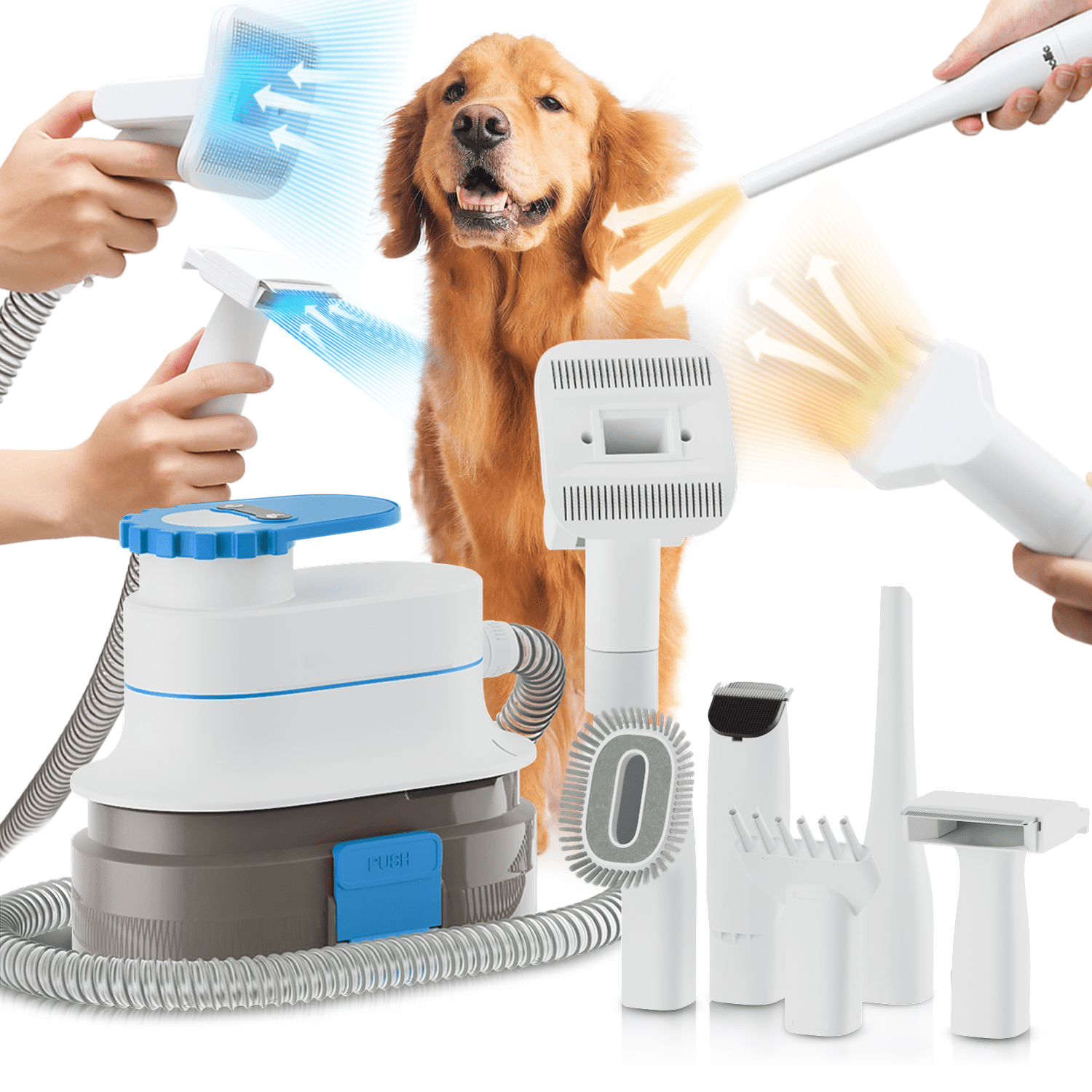 Magshion Dog Cat Grooming Kit & Vacuum Suction & Blower 3in1, Low Noise Pet Grooming Vacuum