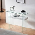 thumbnail image 2 of Narrow Glass Console Table with   Sofa Table Entryway Table Glass Writing Desk Small Computer Desk TV Table Buffet Table  Accent Table for Small Space (White  39.4), 2 of 11
