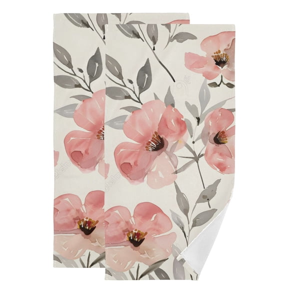 Flowers Leaves Soft Palette Hand Towel Absorbent Bath Towels for Bathroom Sports Gym 28" x 14" Set of 2