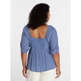 thumbnail image 3 of Terra & Sky Women's Plus Peplum Sweetheart Top, Sizes 0X-5X, 3 of 5