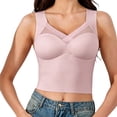 thumbnail image 3 of KHONTS Undershirts with Shelf Bra for Women Tank Tops with Built in Bras Mesh Splicing Sleeveless Tops Pink XL, 3 of 7
