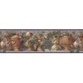 thumbnail image 2 of Brown Vases Vines Kitchen Shelf Blue Vintage Wallpaper Border Retro Design, Roll 15' x 7'', 2 of 3