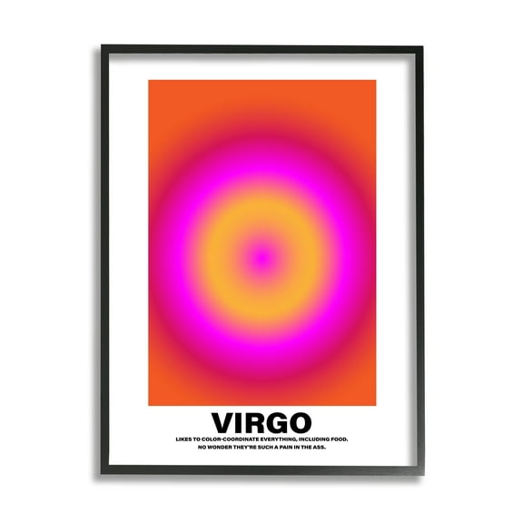 Stupell Industries Funny Virgo Astrology Abstract Painting Black Framed Art Print Wall Art, 11 x 14
