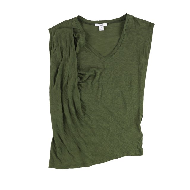 bar III Womens SS Twist Slub Basic T-Shirt, Green, Small
