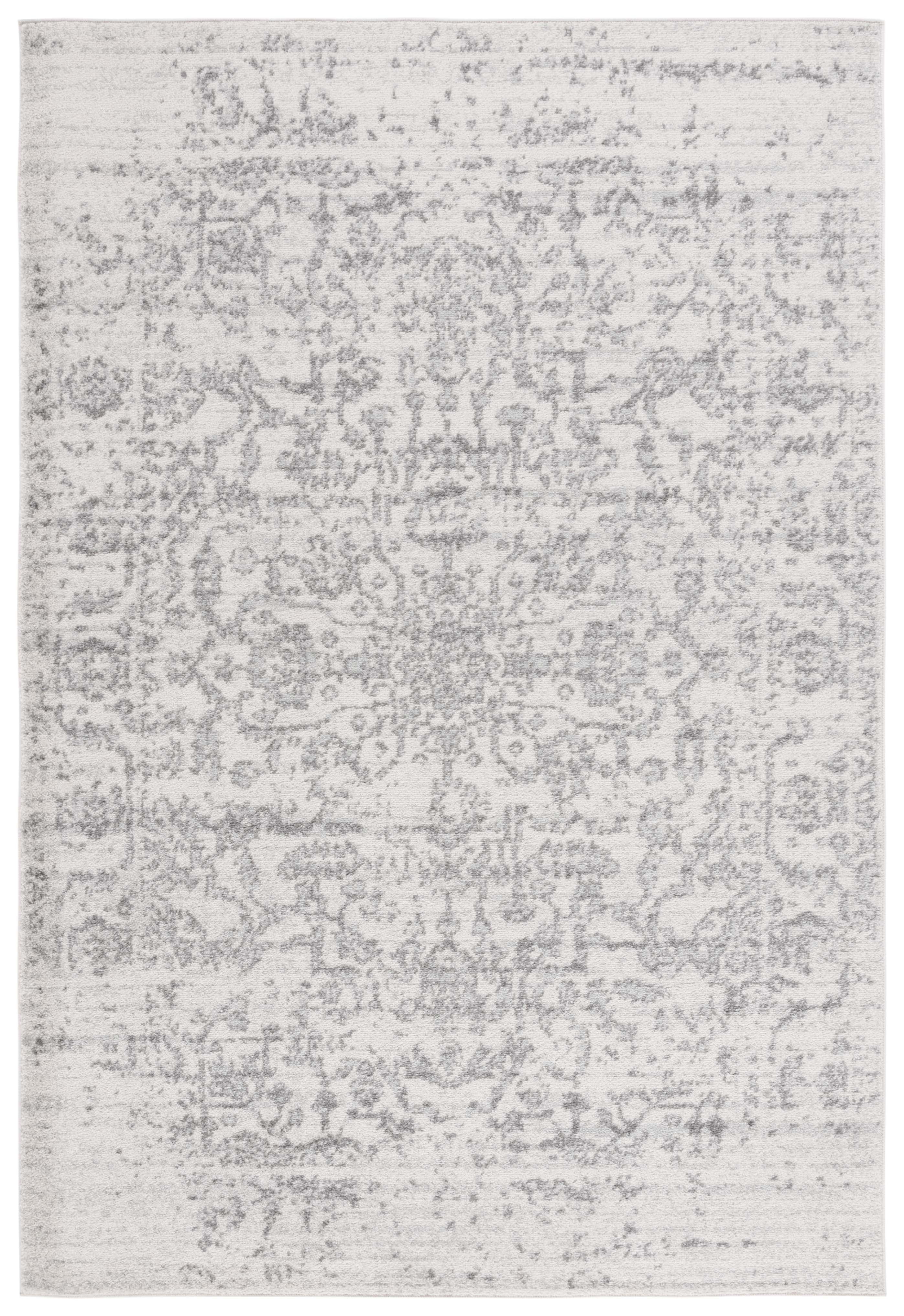 Safavieh Madison Rug Collection Power Loomed Silver/Ivory Oriental Area Rugs, 6'7" x 9'2", Stain Resistant