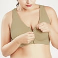 thumbnail image 4 of Deepwonder Women's Zip Front Sports Bra Wireless Post-Surgery Bra Active Yoga Sports Bras(Complexion,L), 4 of 7