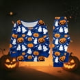 thumbnail image 6 of Halloween Pajamas, Halloween Matching Family Pajamas Blue Pumpkin Ghost Print Long Sleeve 2Pcs Pj Set Soft Sleepwear Nightwear Loungewear Holiday Party Costume Festive Cute Spooky Season for Family, 6 of 7