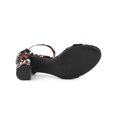 thumbnail image 5 of BLISSFUL STEP Women's Shoes Flower Print Open Toe Block High Heels Summer Sandals Black Flower 6, 5 of 7