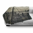 thumbnail image 3 of New York Soft Flannel Fleece Blanket, Aerial View of NYC in Winter American Architecture Historical Popular Metropolis, Cozy Plush for Indoor and Outdoor Use, 50" x 70", Beige Grey, by Ambesonne, 3 of 6