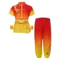 thumbnail image 3 of Miutii Kids Unisex Kung Fu Wing Chun Suit Traditional Tai Chi Uniforms Dragon Print Wing Chun Costume Red&Yellow 140, 3 of 9
