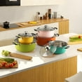 thumbnail image 2 of Bamboohart 10 piece various colors stainless steel cookware set  non stick cookware set  frying pan  flat bottomed pan  stew pot  equipped with lid  multifunctional  stylish and durable, 2 of 6