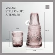 Elle Decor 33 oz Bedside Water Carafe & Drinking Glasses Tumbler - Gray