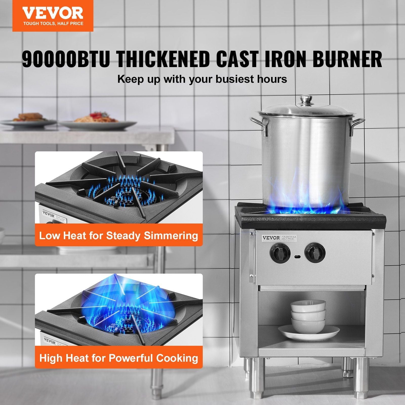 Commercial Gas Range Stove 1 Burner Countertop Cooking Hot Plate Kitchen