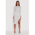 thumbnail image 2 of Womens Marled Boat Neck Ruched Side Slit Midi Dress, 2 of 4