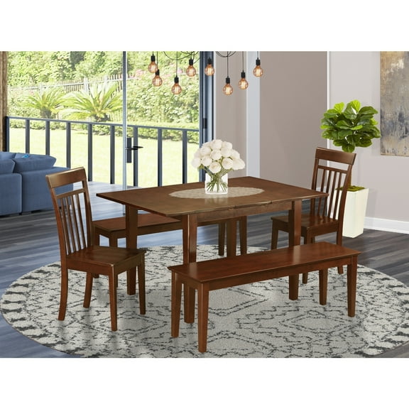 Dinette Set 7 Pc - Small Space Dining Table & 6 Chairs - Wood Dining Room Set