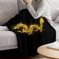 thumbnail image 3 of Dragon Flames Blanket Soft Cozy Warm Twin Blanket for Bed, Plush Fuzzy Flannel Fleece Blankets for Sofa, Yellow Dragons Abstract Modern Art Throw Blankets for Couch, Gifts for Men, 60"x80", 3 of 9