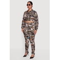 thumbnail image 4 of Women's Plus Size Side Ruched Patterned Zip Front Cropped Jacket, 4 of 5