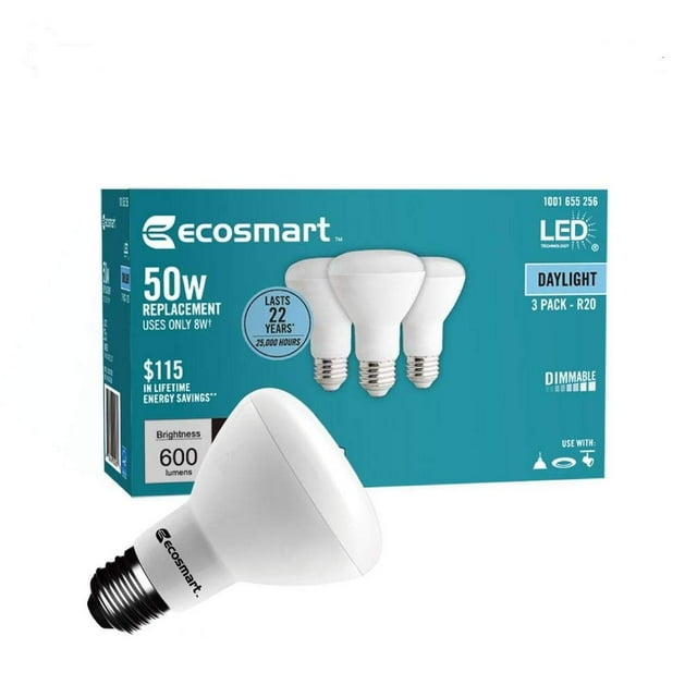Bombilla LED EcoSmart R20 de 8 W (equivalente a 50 W), 600 lm (paquete de 3)