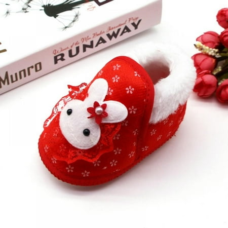 

MOOSUP Winter Baby Plus Velvet Cotton Shoes Cute Bunny Soft-soled Toddler Shoes