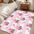 thumbnail image 4 of Hallway Runner Rugs 2.7x5 Ft, Pink Roses Non Slip Area Rugs for Kitchen Bedroom Entryway, Valentine's Day Love Floral Stripes Romantic Washable Carpet Runner Rug Floor Mats for Bedroom Home Decor, 4 of 8