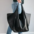 thumbnail image 3 of AMERTEER Women‘s PU Shoulder Bag Large Capacity Bucket Tote Soft Satchel Splicing Design, 3 of 4