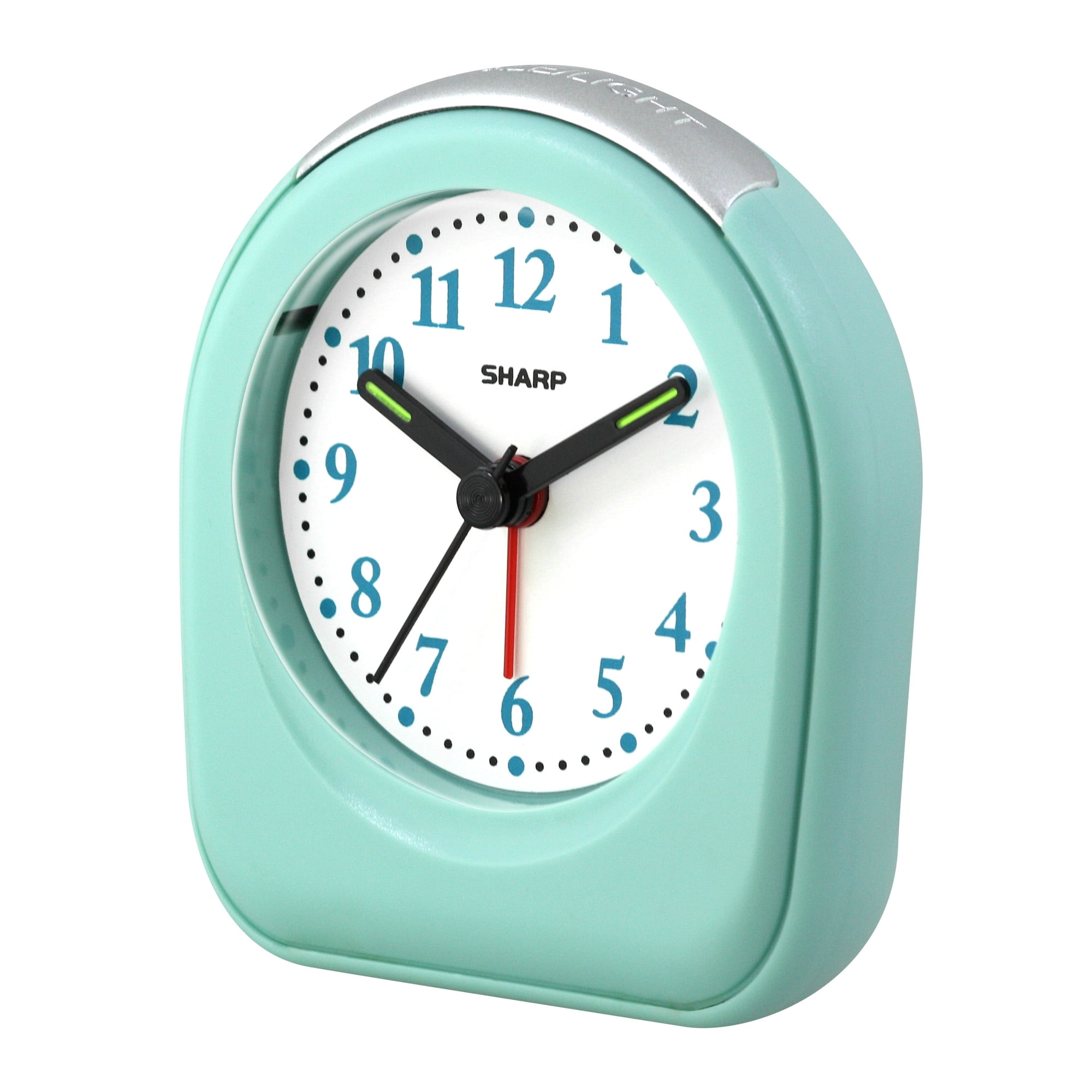 (2 pack) SHARP Quartz Analog Arch Alarm Clock, Mint, Battery Operated, Small, Travel Clock