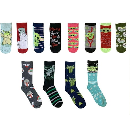 Star Wars Mandalorian The Child Womens 12 Days of Socks in Advent Gift Box