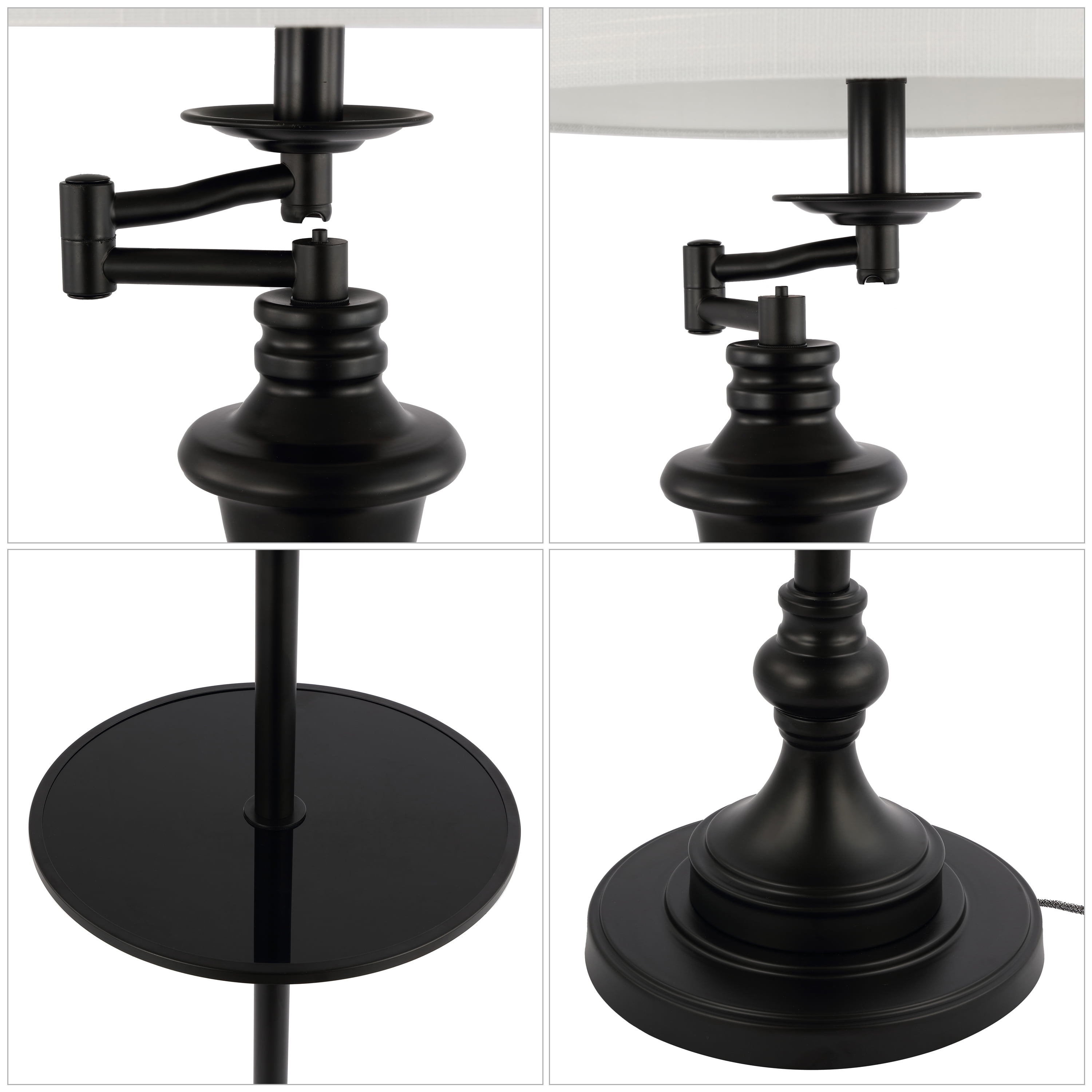 JONATHAN Y Cora 60" Metal/Glass LED Side Table and Floor Lamp, Black, JYL3055D