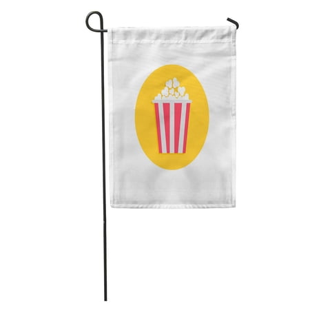 SIDONKU Pink Popcorn Cinema Round Circle in Flat Movie Tasty Food Garden Flag Decorative Flag House Banner 28x40 inch