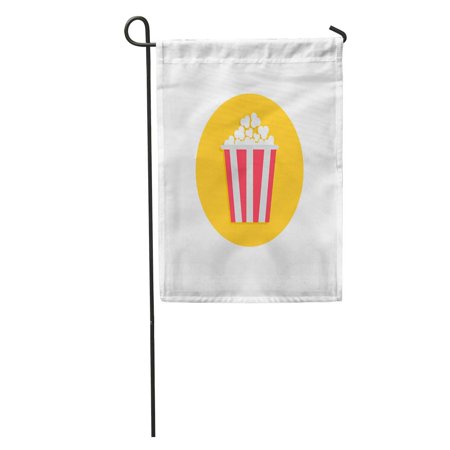 SIDONKU Pink Popcorn Cinema Round Circle in Flat Movie Tasty Food Garden Flag Decorative Flag House Banner 28x40 inch