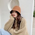 thumbnail image 3 of Sombrero de cubo de invierno para mujer, sombrero de punto a la moda, bombín de lana Vintage, sombrero de campana de lana cálido triturable para invierno, sombreros de cubo sólidos para invierno, 3 of 5