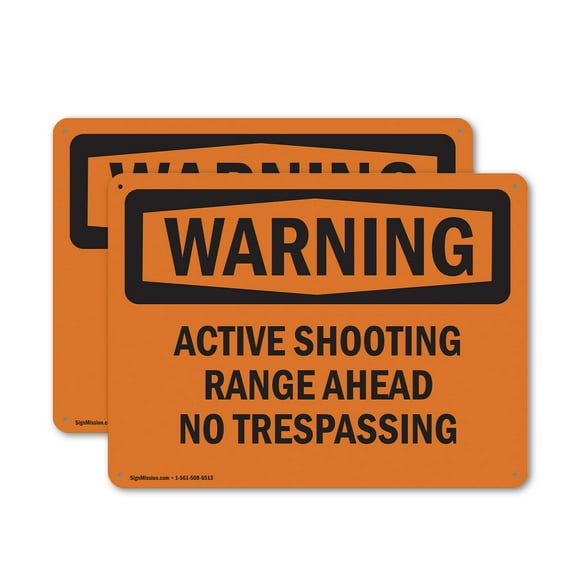 (2 Pack) Active Shooting Range Ahead No Trespassing OSHA Warning Sign 10 Inch X 7 Inch Plastic Sign, Weather Resistant, UV Protected for Workplace, Business, and Construction Site, Made