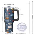 thumbnail image 3 of Rugby Travel Mug with Handle Lid Straw Insulated Stainless Steel Tumbler Coffee Cup Hot Cold Drink Bottle for Men Women Boys Girls Travelers Drivers, 3 of 5