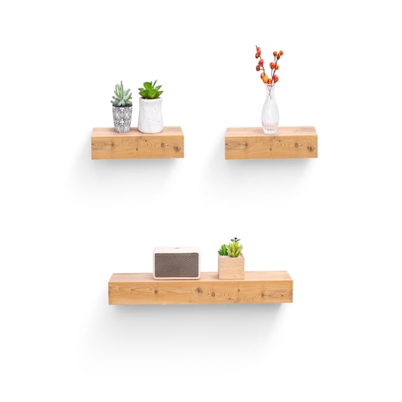 MAYEERTY 3-Piece Floating Shelves, 23" Wall Mounted Display Rack Set with Invisible Brackets, Modern Storage Ledges for Books Plants Decor