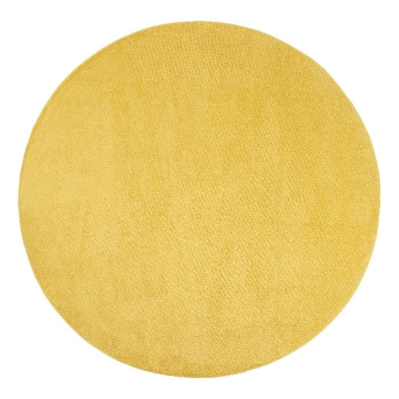 Pemberly Row 8' x Round Yellow Fabric Outdoor Area Rug (8' Round)