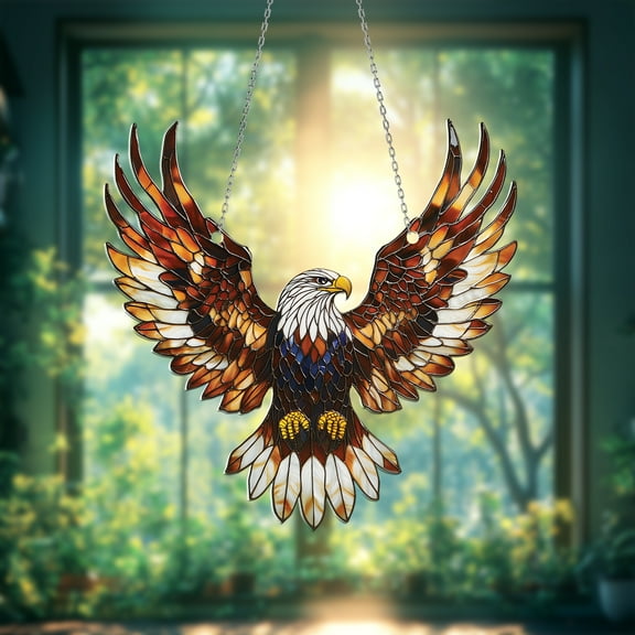 Acrylic 2D Flat Eagle Suncatcher, Colorful Car Hanging Ornament, Majestic Bird Decor, Nature-Inspired Gift for Home & Memorial, Stunning Window Decoration