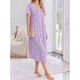 thumbnail image 5 of KISSGAL Nightgowns for Women Button Front Henley Neck House Dress Short Sleeve Soft Pajamas Dress Sleepwear, 5 of 8