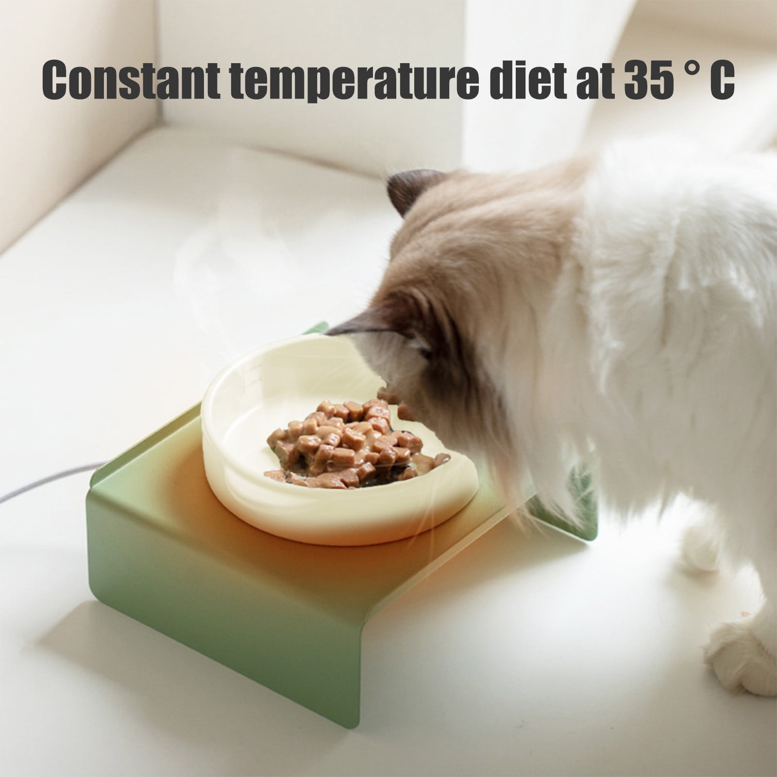 USB Heated Ceramic Pet Water Bowl for Cats and Dogs, Constant Temperature Warm Water Dish Winter Use, Thermostatic USB-Powered