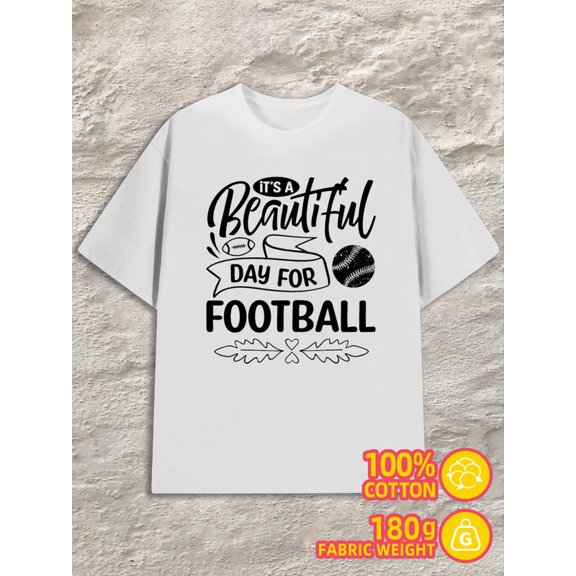 Football Day Tee men's white 180G 100% Cotton Regular Fit,Everyday Comfort,Comfortable Casualwear,Urban Style Classic Unisex Shirt Graphic tshirts